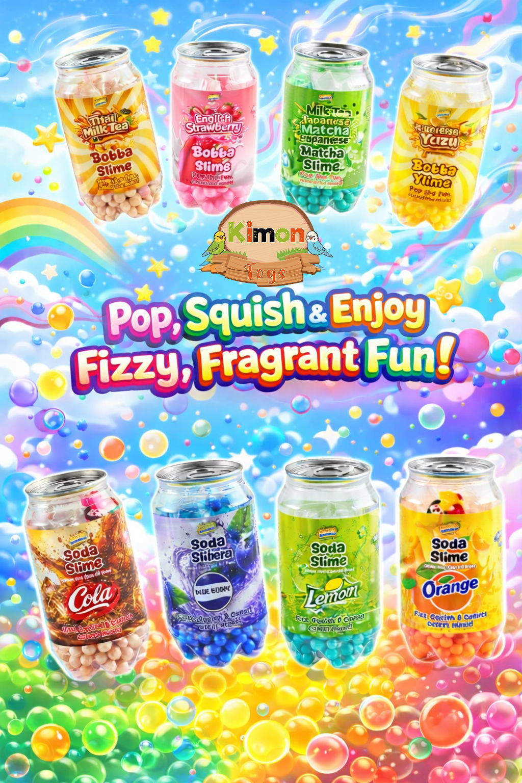 Thai Milk Tea Bobba Slime for Kids & Adults | Squishy Stretchy Slime with Bobba Beads & Collectible Mini Charms | Surprise Slime Can Toy | Stress Relief Sensory Play | Ages 6+ (1 Can)