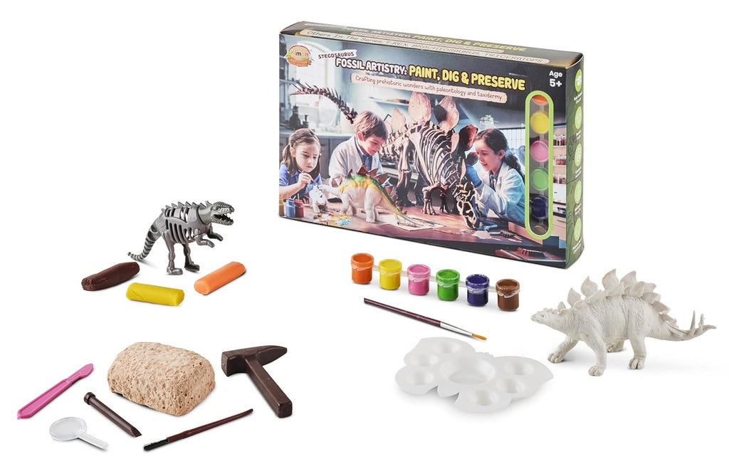 Fossil Artistry - Stegosaurus - Paint, Dig and Preserve Dinosaur Kit, Educational Science Activity Set for Ages 5+, Stegosaurus Model