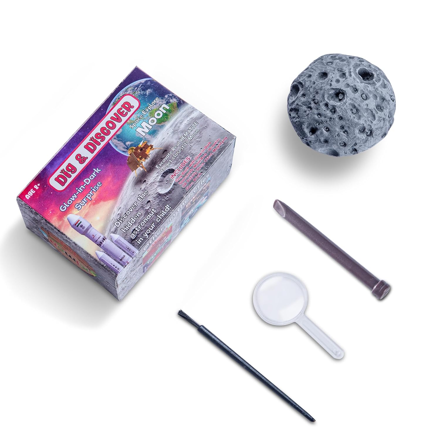 Dig & Discover Excavation of Moon, Mars and Shark with Glow-in-Dark Surprise Fun & Education Toys for Kids | Space-Themed Activity Toy Kit Set for Boys and Girls. Box Kits Combo 1