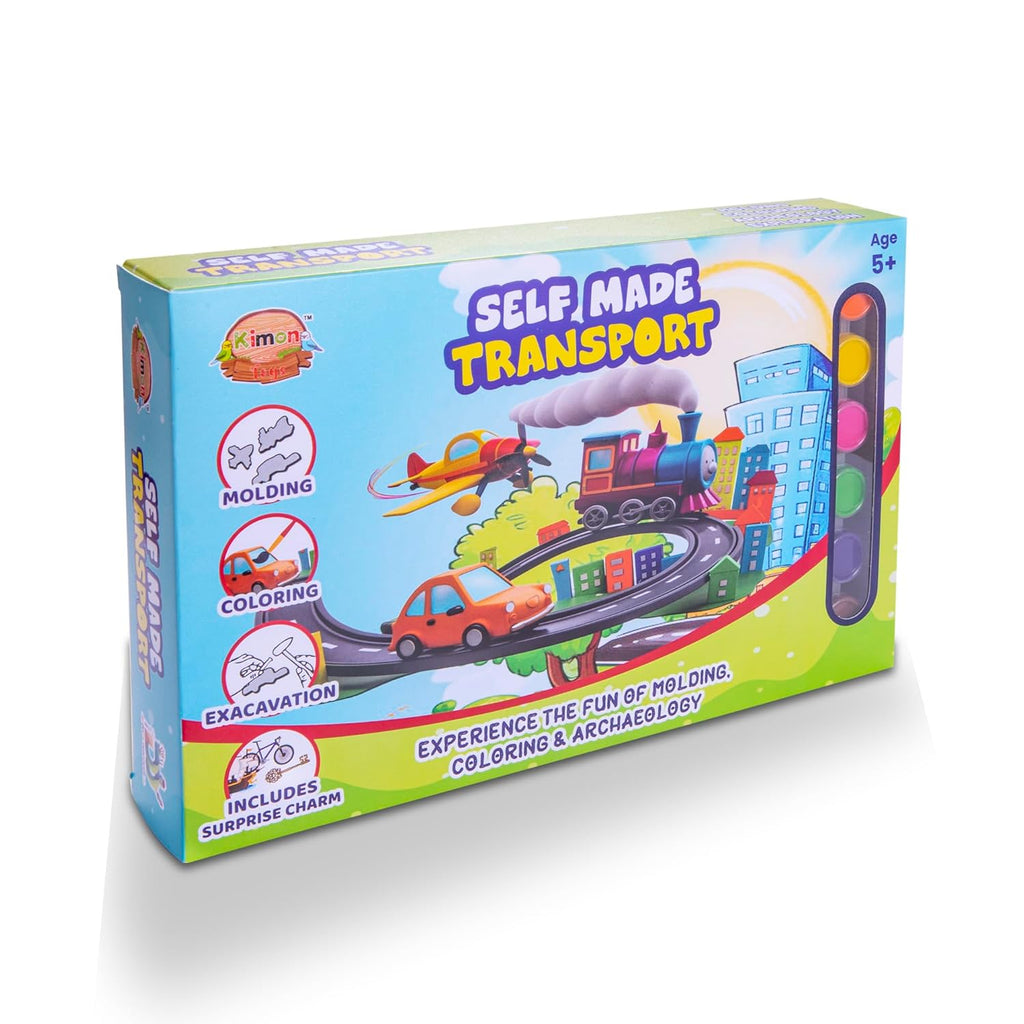 Kimon Toys Self Made Transport Kit Theme Mold and Paint Kit for Kids, Painting Kit, Plaster Painting Art & Craft Set, Fun Craft Activity for Boys and Girls, 6+ Years