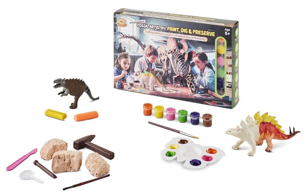 Fossil Artistry - Stegosaurus - Paint, Dig and Preserve Dinosaur Kit, Educational Science Activity Set for Ages 5+, Stegosaurus Model