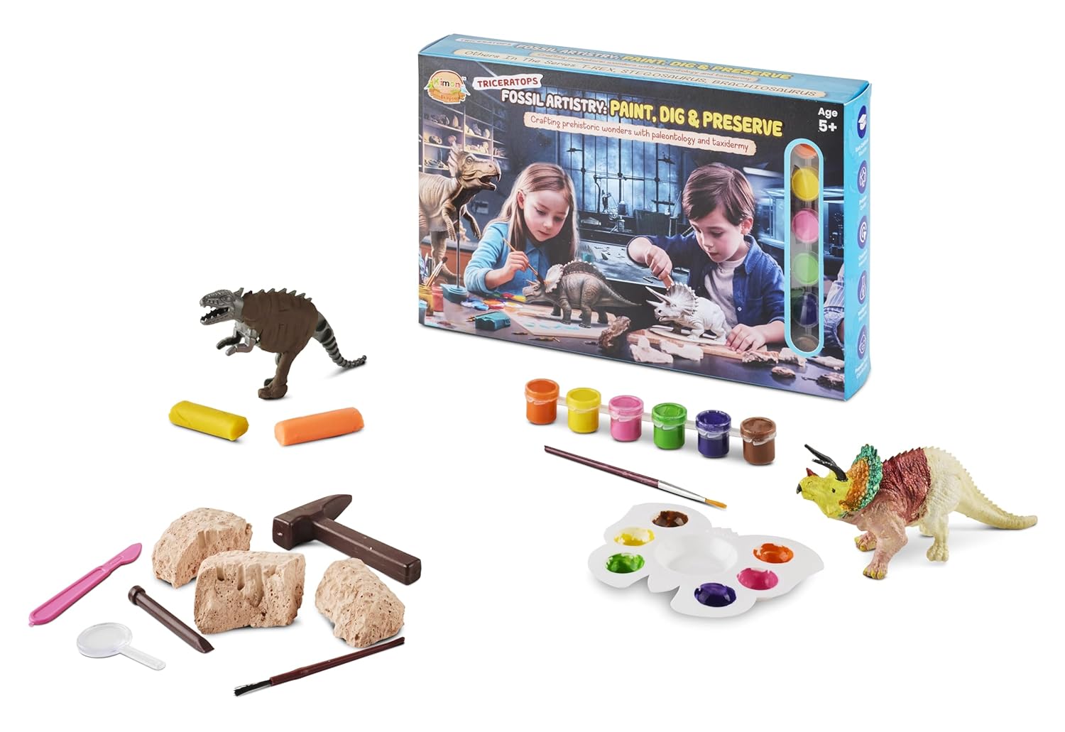 Fossil Artistry - Triceratops - Paint, Dig and Preserve Kit, Dinosaur Science Activity Set for Ages 5+