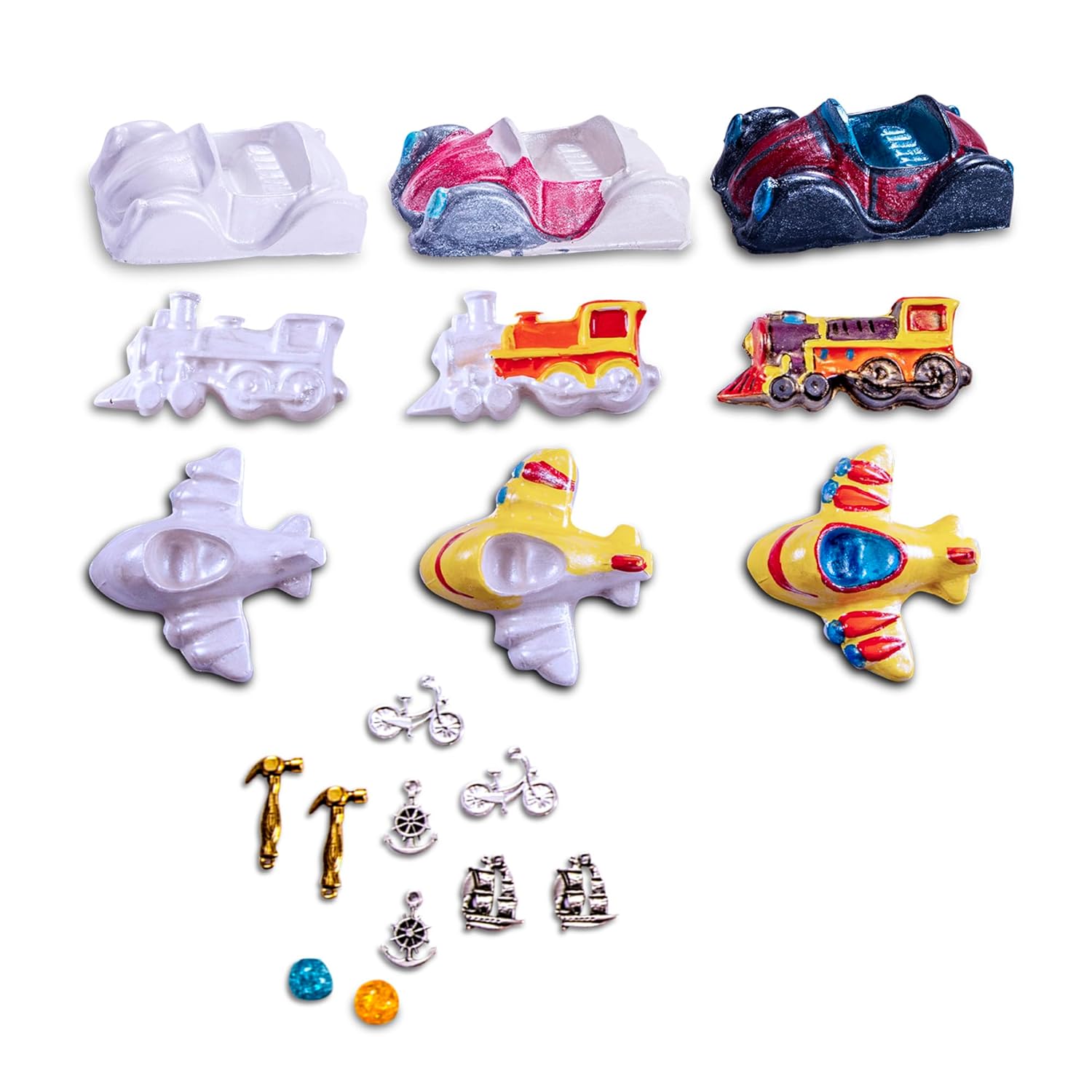 Kimon Toys Self Made Transport Kit Theme Mold and Paint Kit for Kids, Painting Kit, Plaster Painting Art & Craft Set, Fun Craft Activity for Boys and Girls, 6+ Years