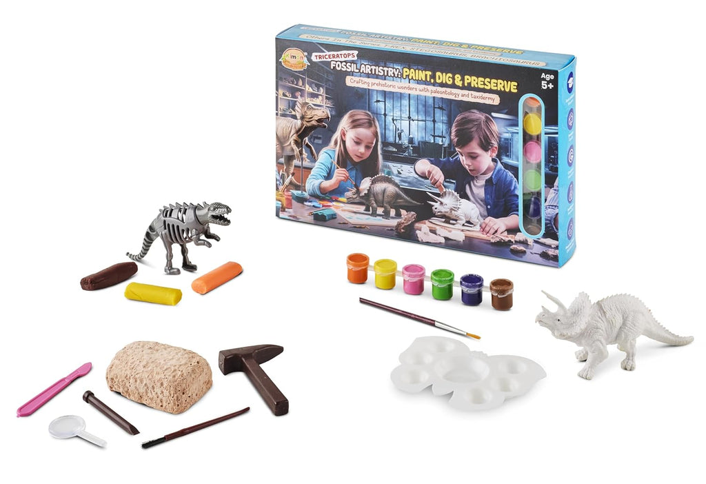 Fossil Artistry - Triceratops - Paint, Dig and Preserve Kit, Dinosaur Science Activity Set for Ages 5+