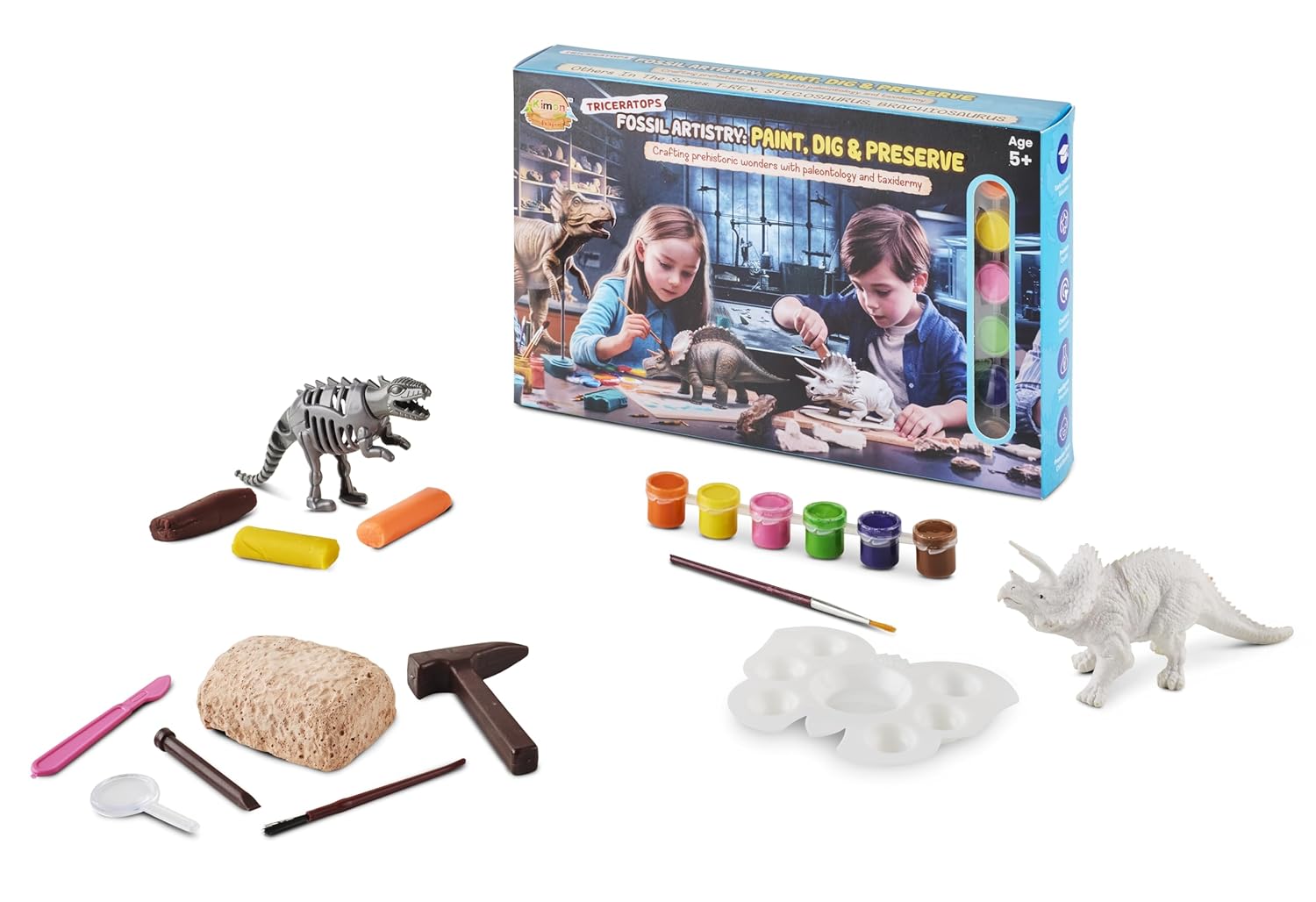 Fossil Artistry - Triceratops - Paint, Dig and Preserve Kit, Dinosaur Science Activity Set for Ages 5+