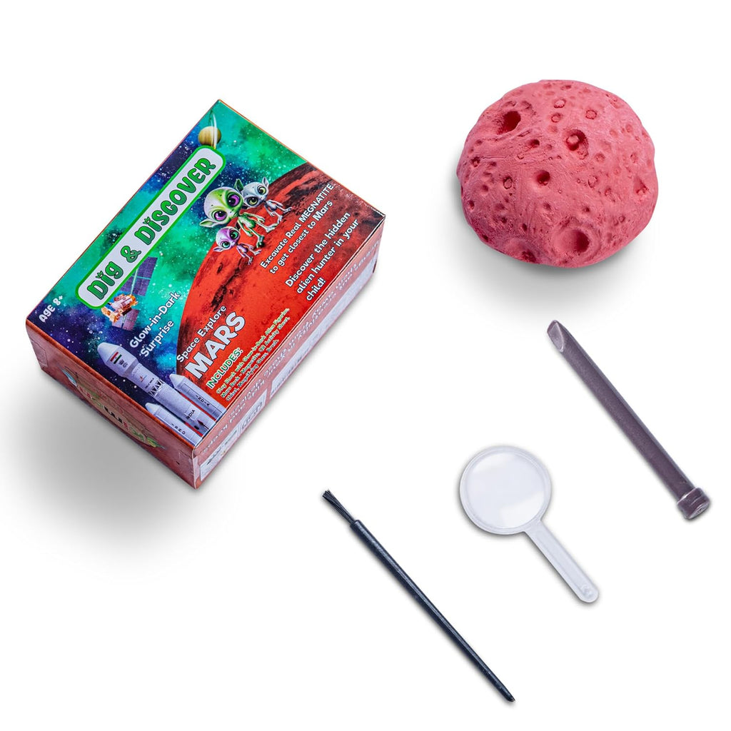 Dig & Discover Excavation of Moon, Mars and Shark with Glow-in-Dark Surprise Fun & Education Toys for Kids | Space-Themed Activity Toy Kit Set for Boys and Girls. Box Kits Combo 1