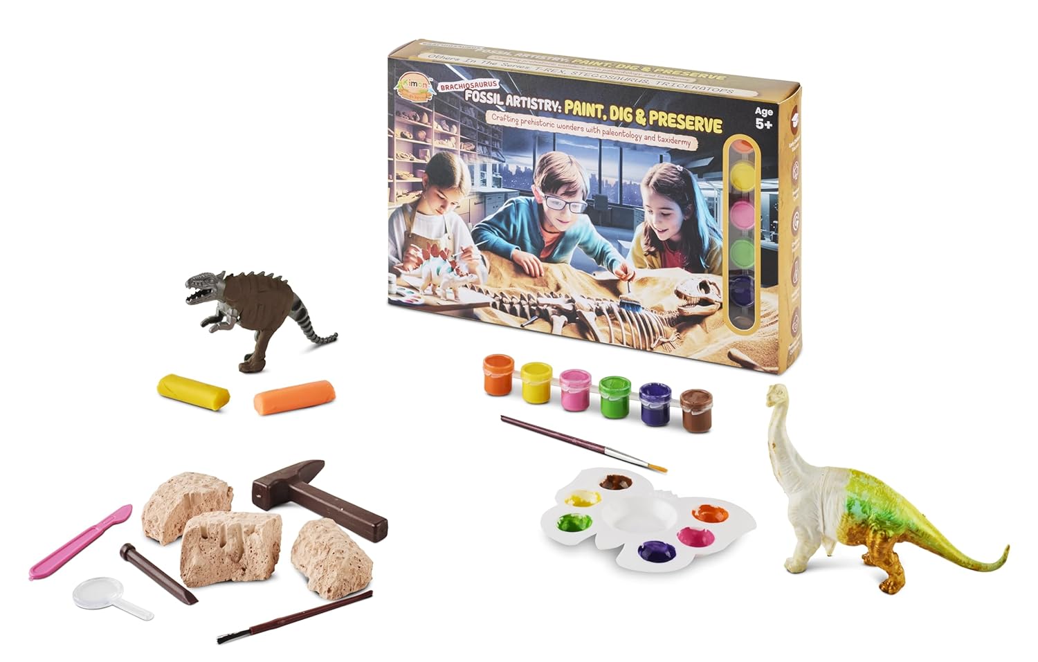 Fossil Artistry - Brachiosaurus - Paint, Dig and Preserve Dinosaur Activity Set, Educational STEM Toy, Ages 5+
