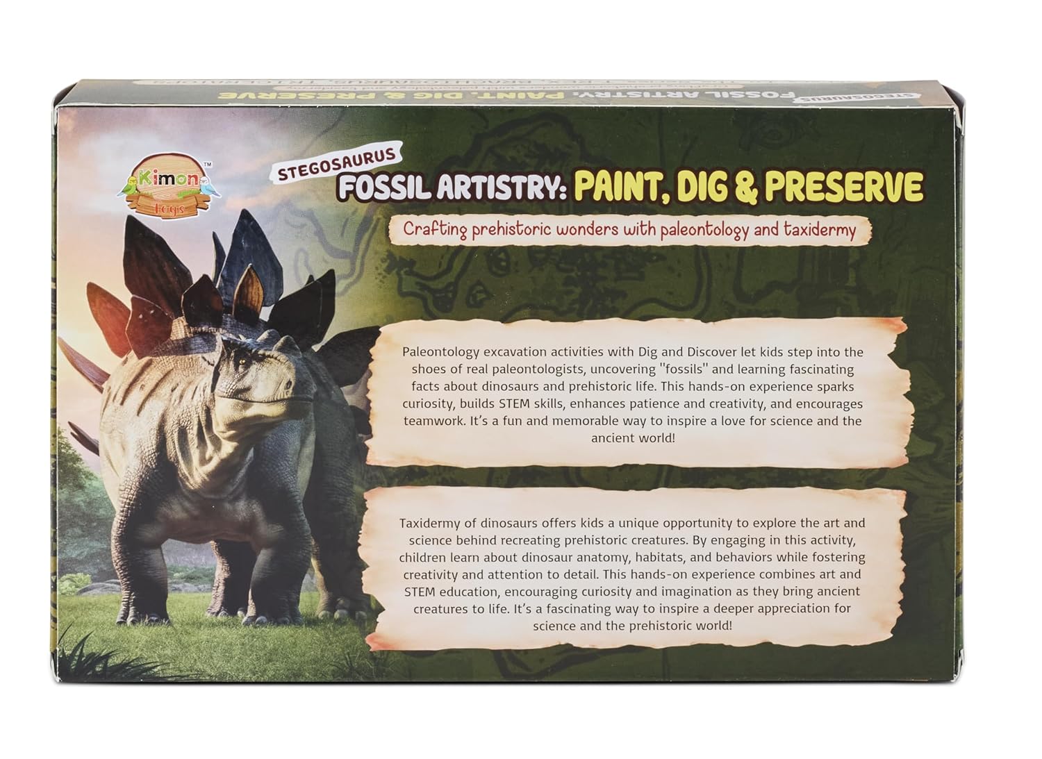 Fossil Artistry - Stegosaurus - Paint, Dig and Preserve Dinosaur Kit, Educational Science Activity Set for Ages 5+, Stegosaurus Model