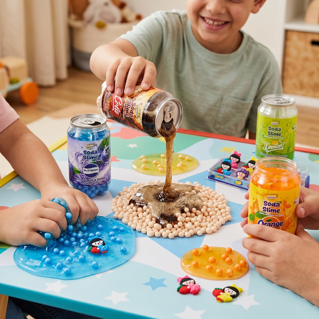 Whacky Wonders Lemon Soda Slime for Kids | Squishy Stretchy with Soda Beads & Collectible Mystery Mini Figures | Surprise Slime Can Toy | Stress Relief Sensory Play | Ages 6+ (1 Can)