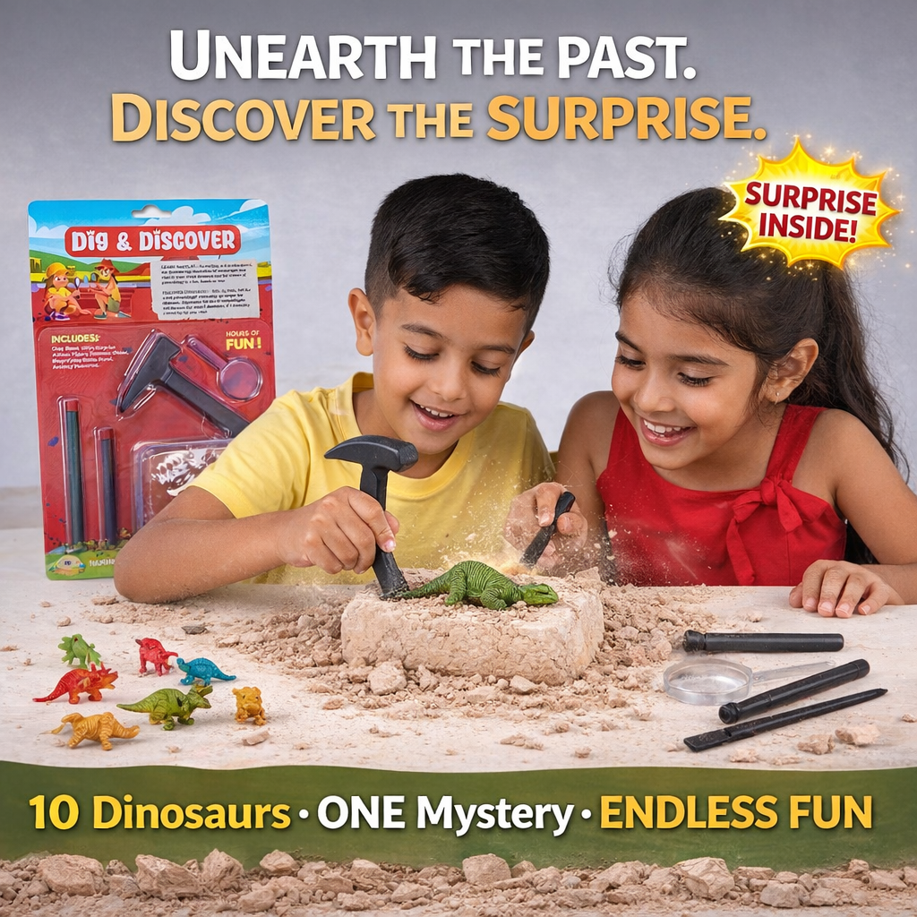 Dig & Discover Dinosaur Excavation Kit - 10 Surprise Dinos To Dig & Discover | Educational Science Activities For Kids | Stem Toy Gift For Boys And Girls